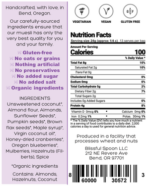 Nutrition information back label